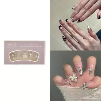 Гроб/квадрат Нажмите на ноготь Французский тип Накладные ногти Клеи на ногти Звезда Луна Искусственные ногти B