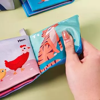 Громкая бумага, прочная на разрыв, трехмерная тканевая книга, раннее образование, еда для животных, фрукты, цифры, цвет, персонаж, транспорт