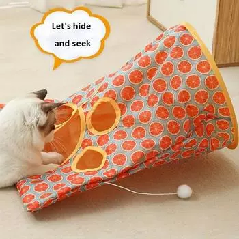 Громкая бумажная игрушка-глазок, шуршащая, забавная трубка, интерактивная, 3 игрушечных мяча, игрушка-туннель для кошек, товары для животных, пикабу, катящийся дракон, складная сумка для дрели оранжевый