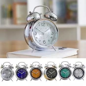 Громкий будильник для тех, кто крепко спит, аналоговые металлические будильники с двумя колокольчиками, работающие от батареек, с подсветкой для спальни, старомодный настольный будильник One Size