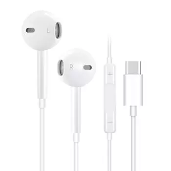 Громкость звука HIFI с возможностью сделать совместимым с iPhone Использует интерфейс Type C [LUYING] Наушники Type-C, проводные, качество, управление, микрофон, звонки, белый