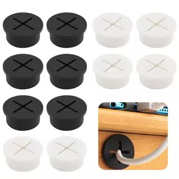 Grommet black and 6 pieces total 12 Flexible Rubber 25mm Rubber Grommet Desk Cable Hole Cover Rubber Wire Organizer for Office Home Computer Desk (2