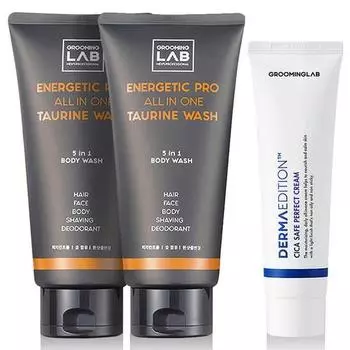Grooming Lab Универсальный косметический набор для мужчин, гель для душа 300 мл 2 шт + крем 100 мл, 1 набор