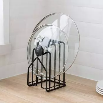 Стойка для разделочной доски с пазами, противоскользящая подставка для сушки из кованого железа, органайзер с крышкой для кастрюли, кухня белый