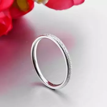 Groovy Ring Блестящие матовые тонкие кольца на палец для невесты и свадьбы US 7 2mm* серебряный