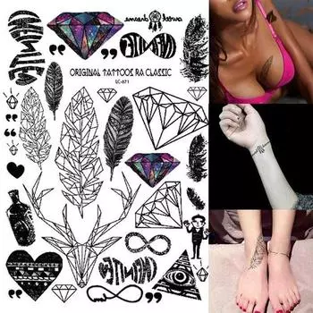 Grote Zwarte tatuagem Taty Body Art Tijdelijke Татуировки Наклейки