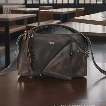 GROTTO Maillard женская сумка-мессенджер с лацканами из натуральной кожи большой вместимости