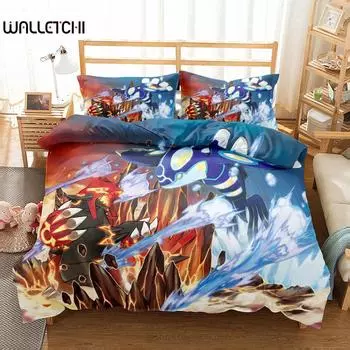 Groudon Children Art Пододеяльник Комплект постельного белья King Queen Double Full Twin Single Size EU single(135x200cm)