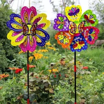 Grounding Colourful Wind Spinner Flower/Insect Garden Yard Decoration Kid insect