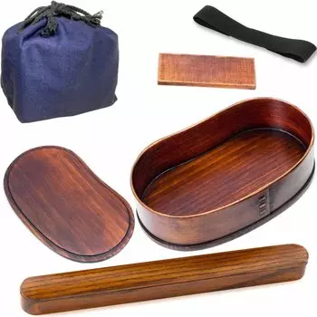 Grous Magewappa Bento Box для начинающих мужчин и женщин, полный комплект, не требующий дополнительных покупок, набор Bean (Магеваппа (Лакированная/Форма Fava))