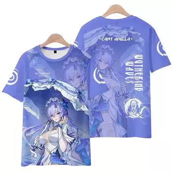 Грозовые волны мультфильм женские мужские футболки аниме принтованный O-образный вырез свободные короткие рукава модная мужская одежда уличная одежда XS