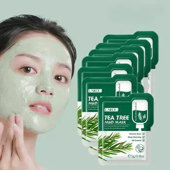 Грязевая маска чайного дерева, грязевая маска против прыщей чайного дерева, портативная упаковка, средства по уходу за кожей для путешествий 5pcs