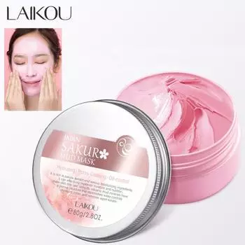 Грязевая маска LAIKOU Cherry Blossom 80 г, грязевая маска мазка для очистки пор, уход за кожей, увлажнение и увлажнение 80g