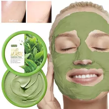 Грязевая маска с зеленым чаем Очищающая грязевая маска очищает черные точки и уменьшает акне и жирность кожи Маска 100g