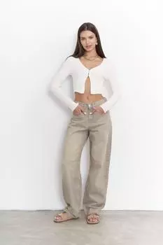 Грязно-зеленые джинсовые брюки Dex с рваными деталями