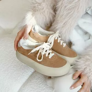 Грязные туфли из натуральной кожи с подкладкой из утолщенного хлопка женские туфли-хлеб ретро маленькие белые туфли туфли на толстой подошве 35 света загар