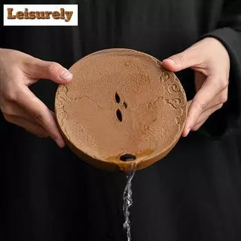 Грубая керамика с глазурью для соуса, стол для сухого заваривания, поднос для чая из старой каменной глины, узор дракона, держатель для горшка «цзыша», домашняя тарелка для фруктов и закусок