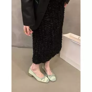 Грубый каблук французские маленькие ароматные серебряные одинарные туфли женские туфли весна и осень 2024 новинка весна с юбкой нежные вечерние туфли 35