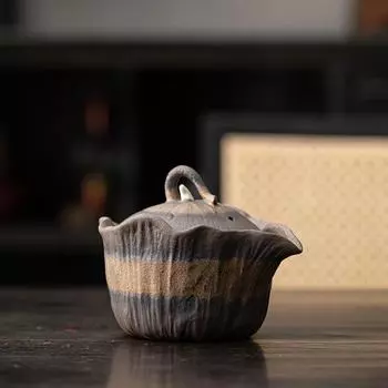 Грубый керамический чайник, керамический чайный сервиз, чайник ручной работы, один горшок, бытовой японский ретро ручной горшок, быстрый гостевой горшок