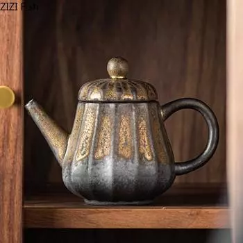 Грубый керамический чайник, креативный керамический чайник, офисный чайный сервиз Пуэр, лунцзин, кунг-фу, аксессуары для ретро-китайской чайной церемонии