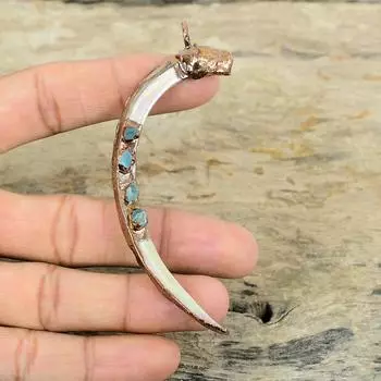 Грубый кулон из ракушки морского ушка, медный кулон, изготовленный гальваническим способом, грубый кулон с аквамарином ручной работы, гальванические украшения для подарков, кулон с драгоценным камнем