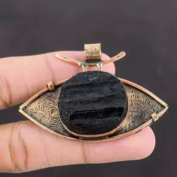 Грубый кулон с черным турмалином, медный кулон, оригинальные ювелирные изделия из драгоценных камней, медные украшения ручной работы, подарок для особого случая, лучший дизайн, кулон