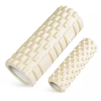 Gruper Foam Roller Fascia Release Set из 2 больших и маленьких роликов для растяжки и укладки, сетчатый ролик для укладки (Белый с оттенком)
