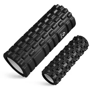 Gruper Foam Roller Fascia Release Set из 2 больших и маленьких роликов для растяжки и укладки, сетчатый ролик для укладки (черный) чёрный