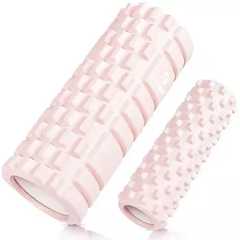 Gruper Foam Roller Fascia Release Set из 2 больших и маленьких роликов для растяжки и укладки, сетчатый ролик для укладки (Свежий розовый)