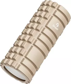 Gruper Foam Roller Myofascial Release Grid Foam Roller Yoga Pole Training Sports Fitness Stretching Equipment Bag Storage Manual Japanese Manual бежевый