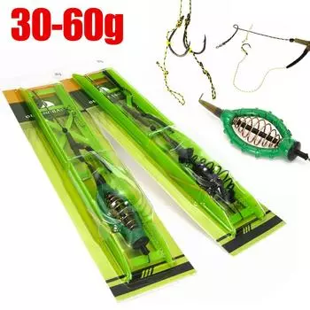 Группа лесок для ловли карпа с грузилом 30-60 г из высокоуглеродистой стали, металлический крючок для кормушки, тонущий искусственный аксессуар для приманки
