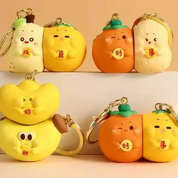 Груша Магнитный брелок Фруктовая кукла Пара Магнитный брелок Школьная сумка Декор Style 1