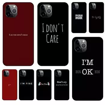 Грустная депрессия черное слово iPhone 12 13 Pro Mini Max черный чехол Art водонепроницаемый бампер TPU сексуальный защитный чехол для телефона кожа для iPhone 13