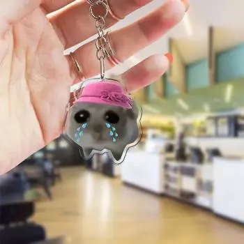 Грустный хомяк брелок брелки кольцо для аксессуаров сумка смешной кулон брелок ювелирные изделия фанаты подарки as the picture