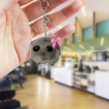 Грустный хомяк брелок брелки кольцо для аксессуаров сумка смешной кулон брелок ювелирные изделия фанаты подарки as the picture
