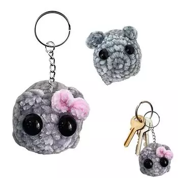 Грустный хомяк мем плюшевая игрушка вязаный крючком плюшевый грустный хомяк мем брелоки кавайный грустный хомяк брелок подарок для женщин мужчин No Bow