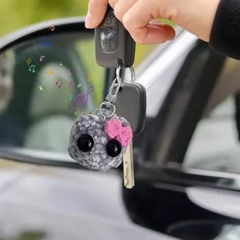 Грустный хомяк плюшевый брелок звук ручной работы вязаная крючком кукла брелок с бантом эмоциональный шарм A