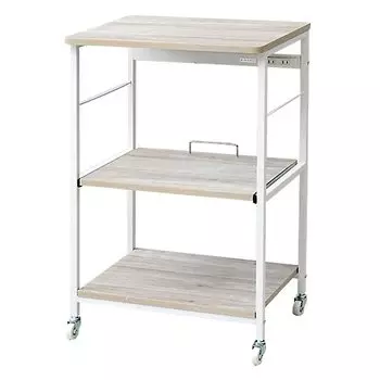 Грузоподъемность стеллажа для кухонной утвари Ширина 57 x Глубина x Высота 91 см 2 розетки Выдвижная полка с роликами Сборка стеллажа для кухонной утвари Цвет слоновой кости [Yamazen] [Общий вес 40 кг]