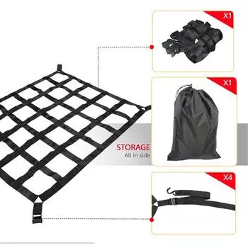 Грузовая сетка для кузова грузовика 4 X 4 Грузовая сетка для кузова пикапа Грузовая сетка для кузова грузовика растягивается до 12 X 18 Прочная тяжелая грузовая сетка для кузова грузовика
