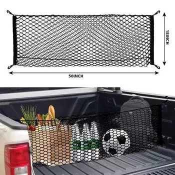 Грузовая сетка кузова грузовика для кузова пикапа 50 дюймов;х18 дюймов;,Сетка для грузовых автомобилей премиум-класса для органайзеров и хранения багажника чёрный