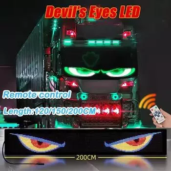 Грузовик Devil Eye LED Пульт дистанционного управления Матричная пиксельная панель Мягкая складная подсветка Граффити Прокрутка Палка для текста Лобовое стекло хань синий