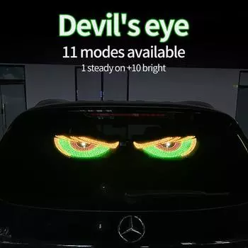 Грузовик Devil Eyes Light Modification Eye RGB Динамическая анимация Светодиодный дисплей Декор Пиксельная панель Оконная отделка Лампа USB Многорежимная лампа