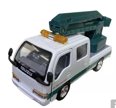 Грузовик Isuzu Elf Рабочий Миниатюрный Автомобиль Isuzu x Подъемная Рабочая Платформа (Подъемная платформа) [Инерционная машина/Серия Работа ] (Белый Зеленый)
