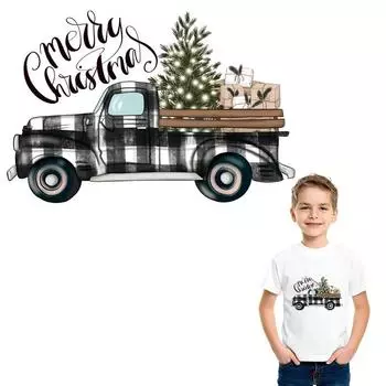 Грузовик, рождественские железные нашивки, толстовки с капюшоном Parches Ropa, термопресс, аппликация, наклейки для одежды «сделай сам», нашивки на одежду, детский подарок 8x5.3cm