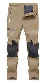 Грузовые брюки для холодной погоды, велосипедные, мягкие, водолазные, флисовые, походные, цвет хаки L [KEFITEVD] Брюки, мужские, брюки, брюки, теплые, брюки, водоотталкивающие, брюки, хаки