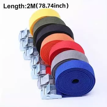 Грузовые ремни с пряжкой 2 м для автомобиля, мотоцикла, велосипеда с металлической пряжкой, буксирный трос, прочный ремень для сумки для багажа чёрный