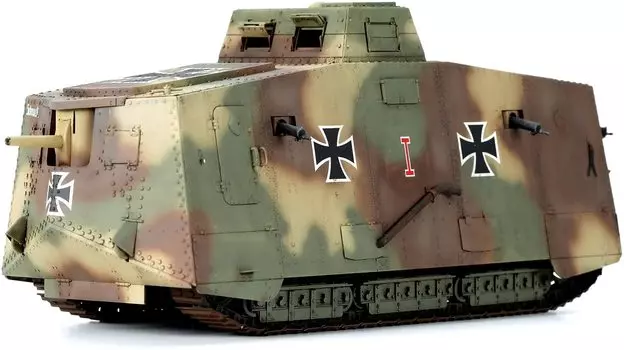 GSI Creos Mon Модель немецкого армейского танка A7V типа Krupp с двигателем из смолы, ограниченный тираж, пластиковая модель, литье под давлением, цвет 1/35 MTS-017S