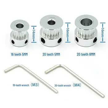 GT2 Шкив ГРМ, 20 зубцов, ширина 16 мм, отверстие 5/8 мм 20 teeth 8mm