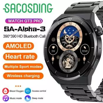 Gt3 Pro Смарт-часы для мужчин Amoled 390*390 HD экран Heart Rate Bluetooth Call Ip68 Водонепроницаемые Смарт-часы для Huawei Xiaomi