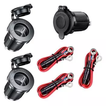 GTIWUNG 3pcs 12V/24VDC Power Sockets Suitable for Car with 60cm Connection Cable